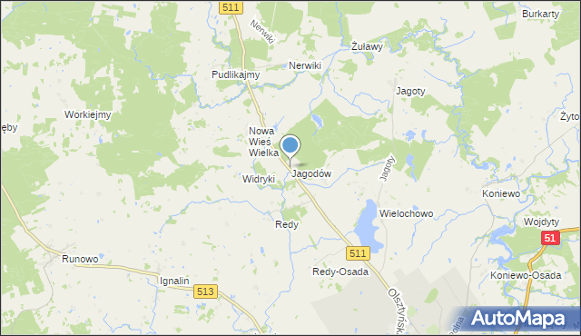 mapa Jagodów, Jagodów na mapie Targeo